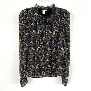 Joie Floral Print Ruffle Collar Top XS